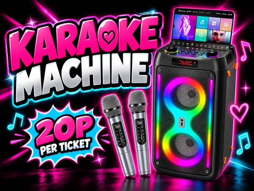 Portable Karaoke Machine & 2 Wireless Mics